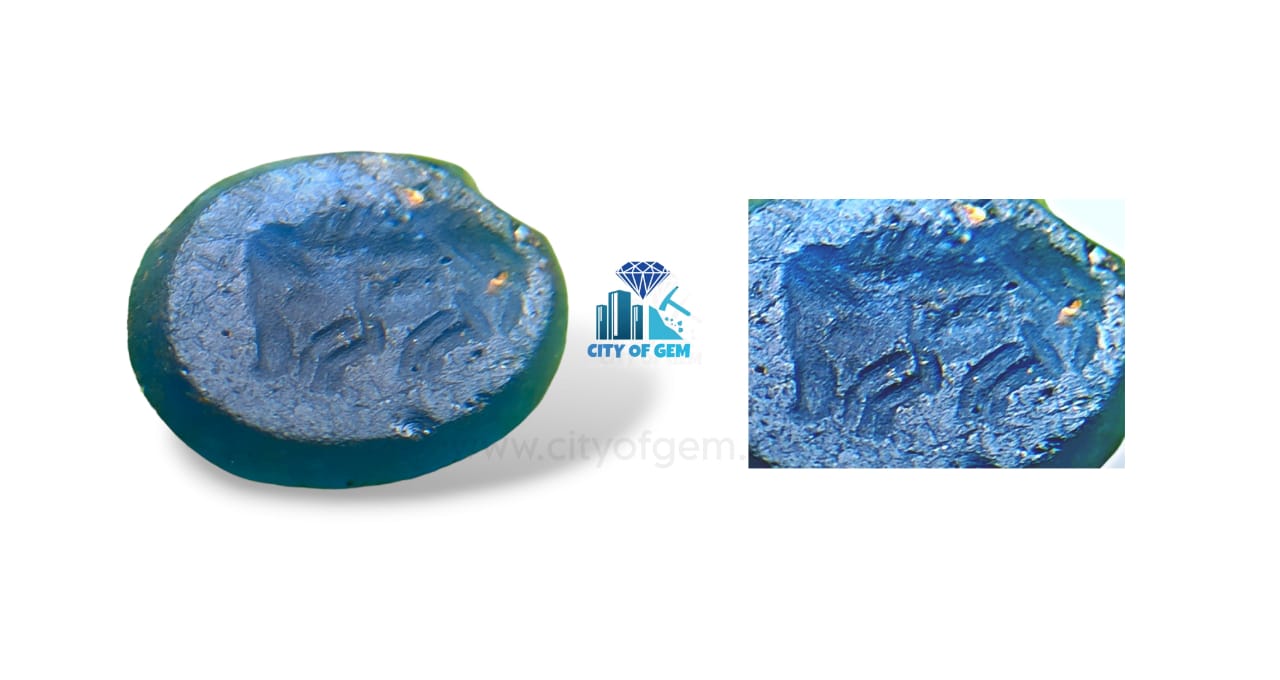 Natural Carved Blue Glass from Galpaya ancient mukakru Deposit