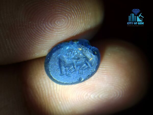 Natural Carved Blue Glass from Galpaya ancient mukakru Deposit