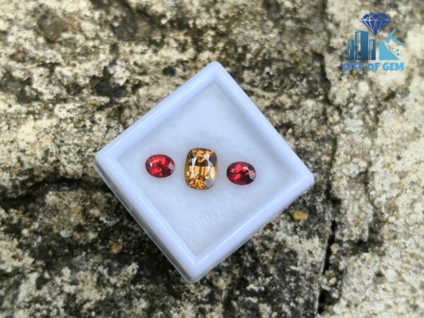 Ceylon Natural Garnet Pair & Yellow Zircon for Jewelry Designs