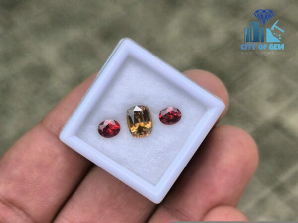 Ceylon Natural Garnet Pair & Yellow Zircon for Jewelry Designs
