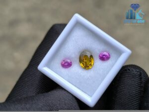 Ceylon Natural Pink Sapphire Pair & Yellow Zircon for Jewelry Designs