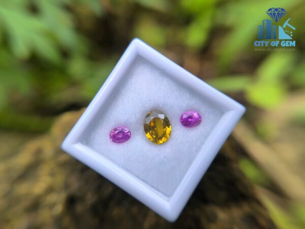 Ceylon Natural Pink Sapphire Pair & Yellow Zircon for Jewelry Designs