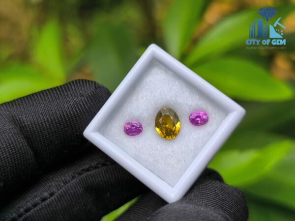 Ceylon Natural Pink Sapphire Pair & Yellow Zircon for Jewelry Designs