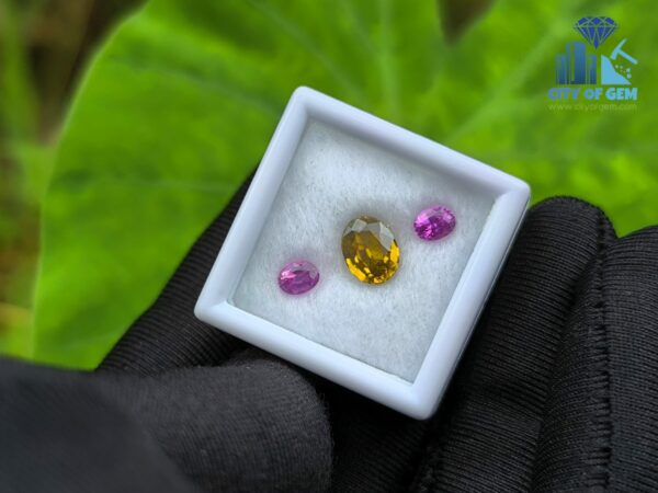 Ceylon Natural Pink Sapphire Pair & Yellow Zircon for Jewelry Designs