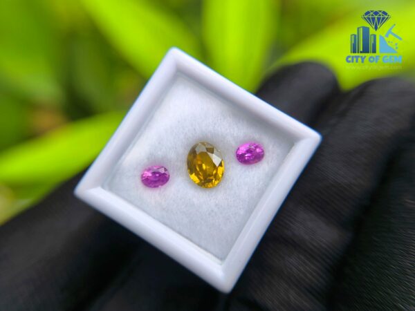 Ceylon Natural Pink Sapphire Pair & Yellow Zircon for Jewelry Designs