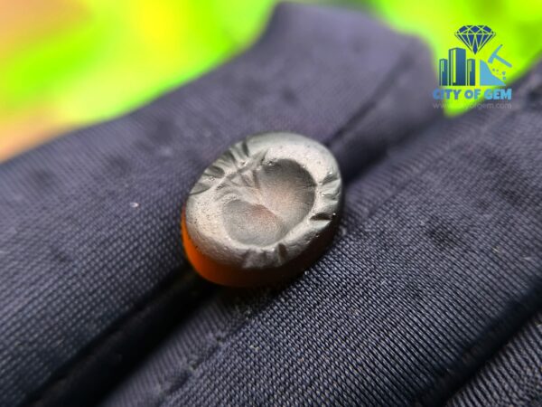 Ancient Natural Tourmaline Mukkaru Bead with Old Carvings