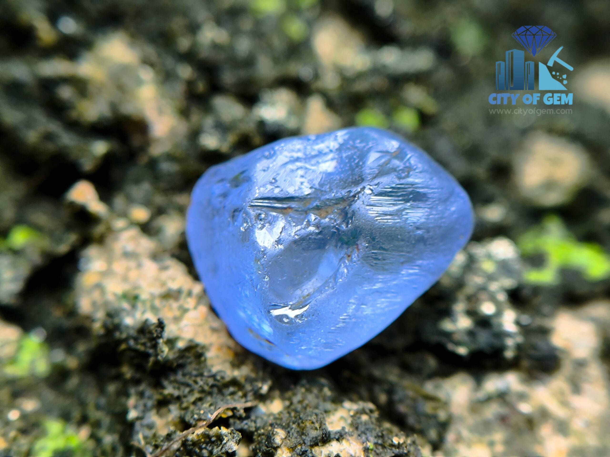 Natural blue unheated untreated sapphire gem rough crystal from Ceylon high quality (Sri Lanka).