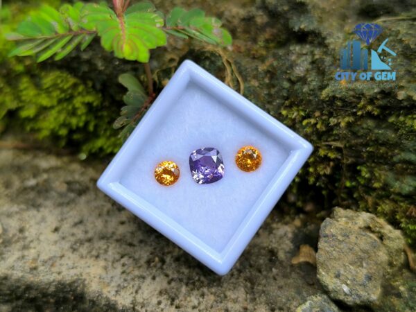 Ceylon Natural Purple Sapphire & Spessartite Pair for Jewelry Designs