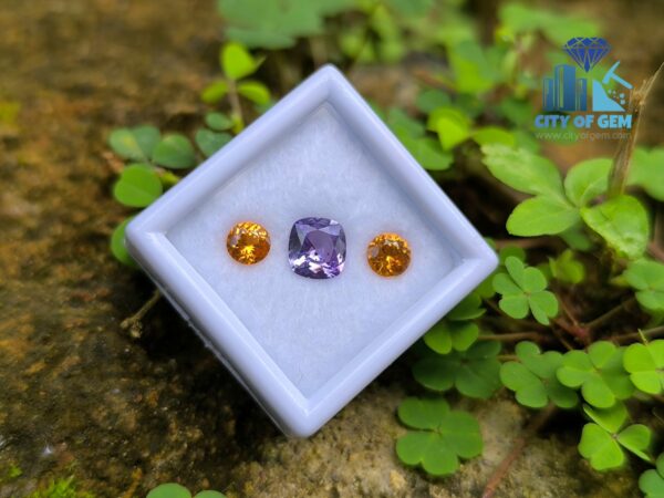 Ceylon Natural Purple Sapphire & Spessartite Pair for Jewelry Designs