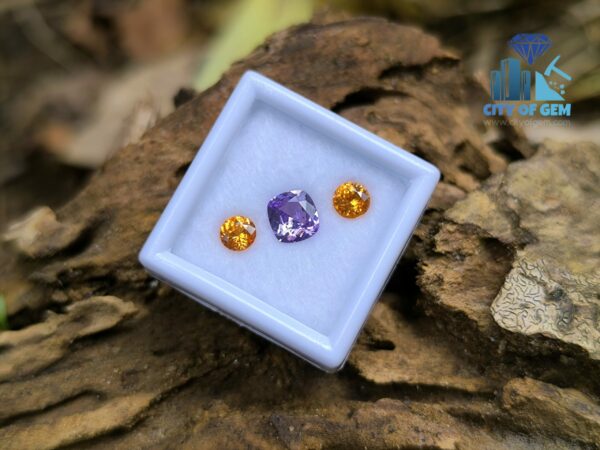 Ceylon Natural Purple Sapphire & Spessartite Pair for Jewelry Designs