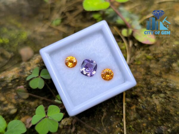 Ceylon Natural Purple Sapphire & Spessartite Pair for Jewelry Designs