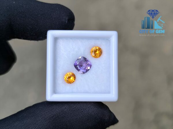 Ceylon Natural Purple Sapphire & Spessartite Pair for Jewelry Designs