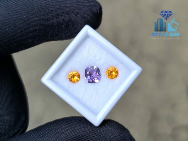 Ceylon Natural Purple Sapphire & Spessartite Pair for Jewelry Designs