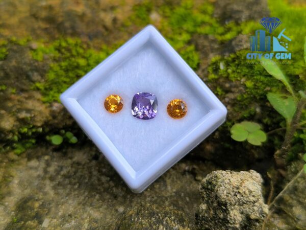 Ceylon Natural Purple Sapphire & Spessartite Pair for Jewelry Designs