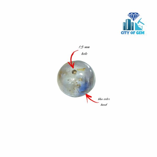 Ancient Natural white Sapphire Blue Hue Mukkaru Bead from Ancient Galpaya Village