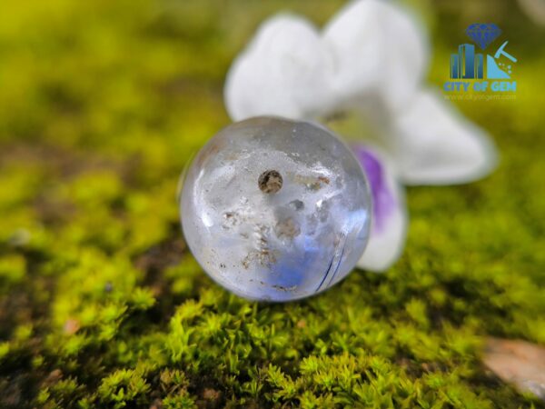 Ancient Natural white Sapphire Blue Hue Mukkaru Bead from Ancient Galpaya Village