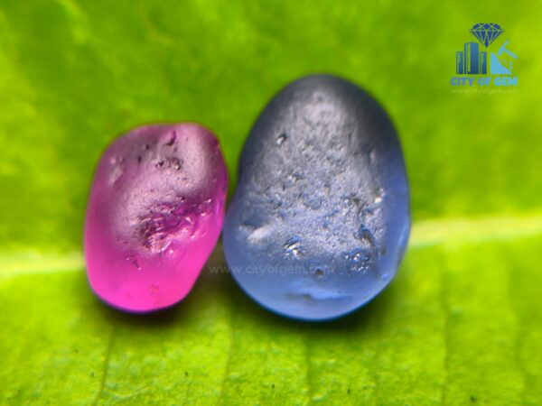 Facet Grade Ceylon Natural Blue Sapphire & Hot Pink Sapphire Alluvial Rough Couple