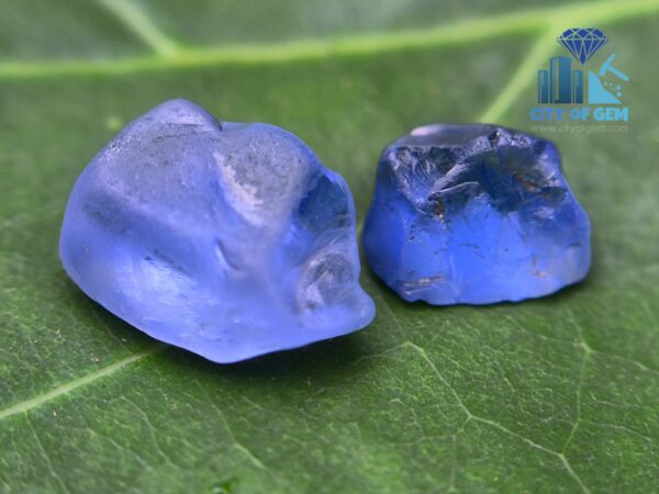 Facet Grade Ceylon Natural Blue Sapphire Rough Couple