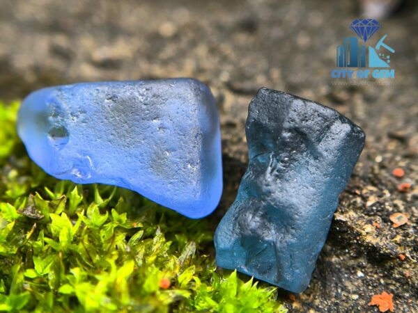 Natural Blue Sapphire and Blue Spinel Rough Couple