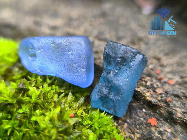 Natural Blue Sapphire and Blue Spinel Rough Couple