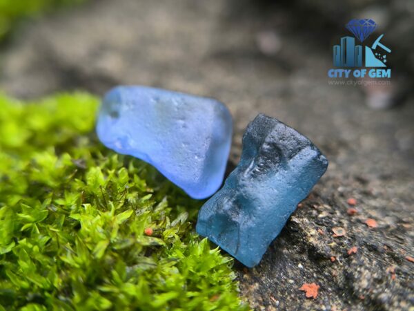 Natural Blue Sapphire and Blue Spinel Rough Couple