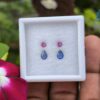 Ceylon Natural Blue Sapphire and Pink Sapphire Earrings Set
