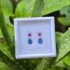 Ceylon Natural Blue Sapphire and Pink Sapphire Earrings Set