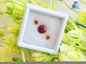 Ceylon Natural Pink Garnet Round & Hessonite Garnet Pair for Jewellery Design