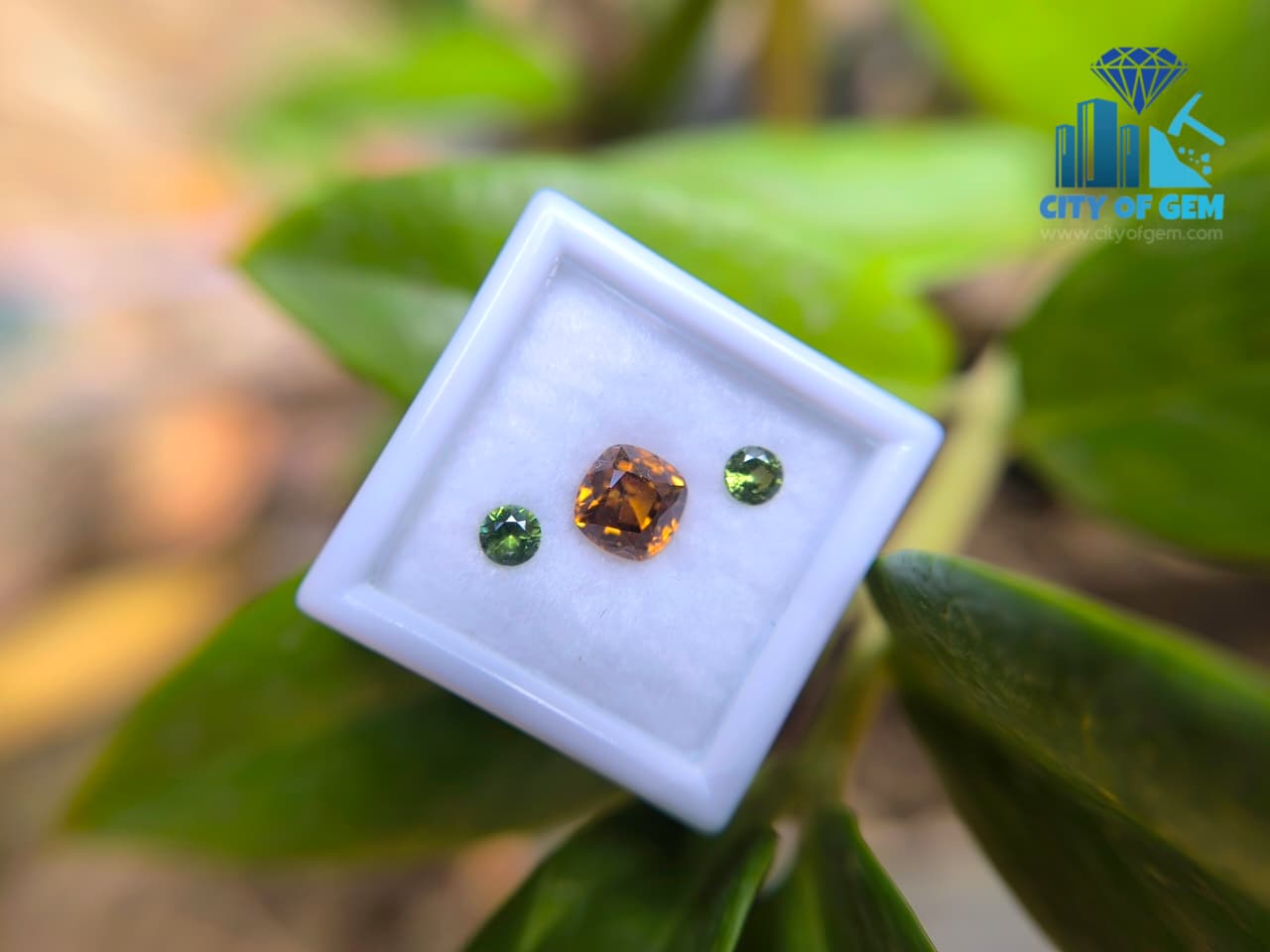 Ceylon Natural Brownish Orange and Green Zircon Pair for jewellery