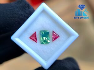 Ceylon Natural Green Zircon and Garnet Trio for Jewelry Design