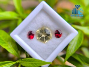 Ceylon Natural Citrine & Red Garnet Trio – for Jewellery Design