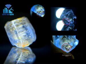Ceylon Natural Kataragama Blue Sapphire Crystal with Eye-Visible Two-Phase Inclusion