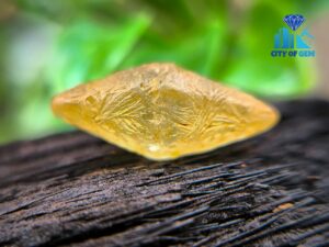 Ceylon Natural Rambuka Yellow Sapphire Crystal with Natural Etch and Dissolution Textures